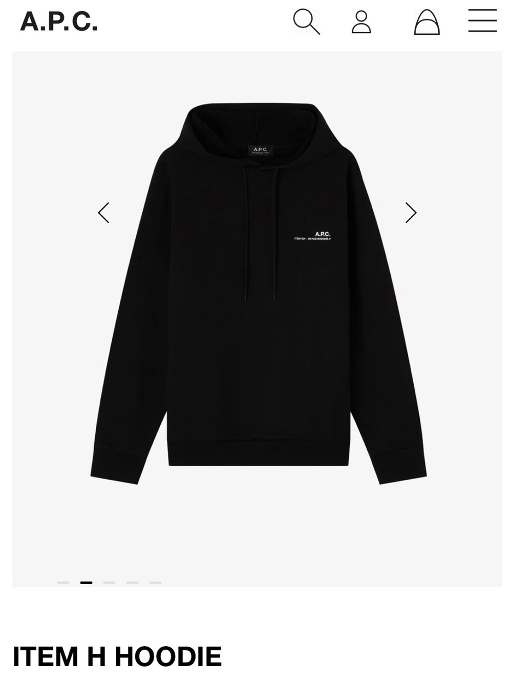 NWT A.P.C. Item H Sweatshirt Hoodie